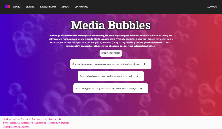 Media Bubbles home screen